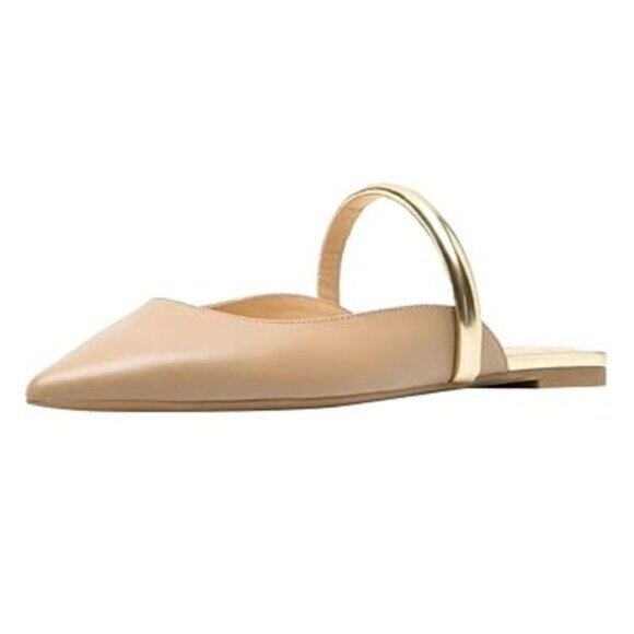 Women Comfortable Closed Pointed Toe Flat Mule Strappy Slip On Sandal Backless - Picture 1 of 8